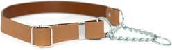 Euro-Dog Modern Leather Martingale Dog Collar, Khaki, Medium: 12 to 18-in neck