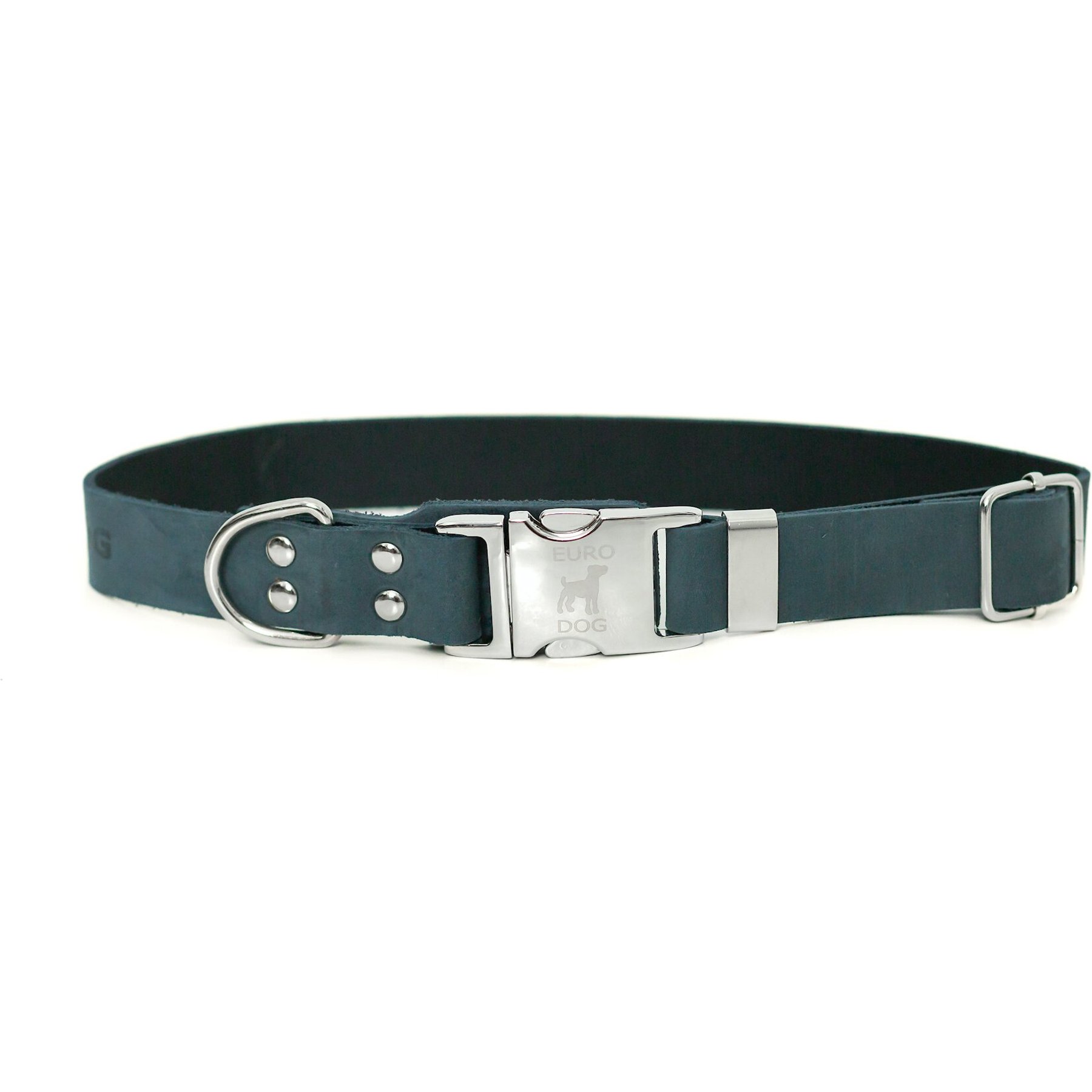 Euro-Dog Modern Leather Quick Release Dog Collar, Blue Jeans, X-Large: 16 to 26-in neck