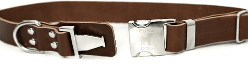 Show full view: Euro-Dog Modern Leather Quick Release Dog Collar, Chocolate, X-Large: 16 to 26-in neck slide 2 of 7