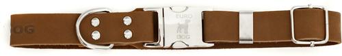 Show full view: Euro-Dog Modern Leather Quick Release Dog Collar, Earth Brown, X-Small: 9 to 12-in neck slide 3 of 7