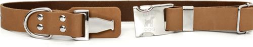 Show full view: Euro-Dog Modern Leather Quick Release Dog Collar, Khaki, X-Small: 9 to 12-in neck slide 2 of 7