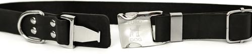 Show full view: Euro-Dog Modern Leather Quick Release Dog Collar, Midnight Black, Small: 10 to 15-in neck slide 2 of 7