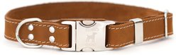 Euro-Dog Quick Release Leather Dog Collar, Bark Brown, Medium: 12 to 18-in neck