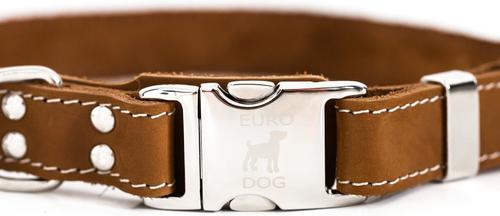 Show full view: Euro-Dog Quick Release Leather Dog Collar, Bark Brown, Small: 10 to 15-in neck slide 6 of 8