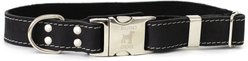 Euro-Dog Quick Release Leather Dog Collar, Black, Small: 10 to 15-in neck