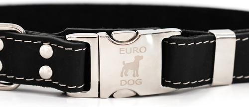 Show full view: Euro-Dog Quick Release Leather Dog Collar, Black, Small: 10 to 15-in neck slide 5 of 7