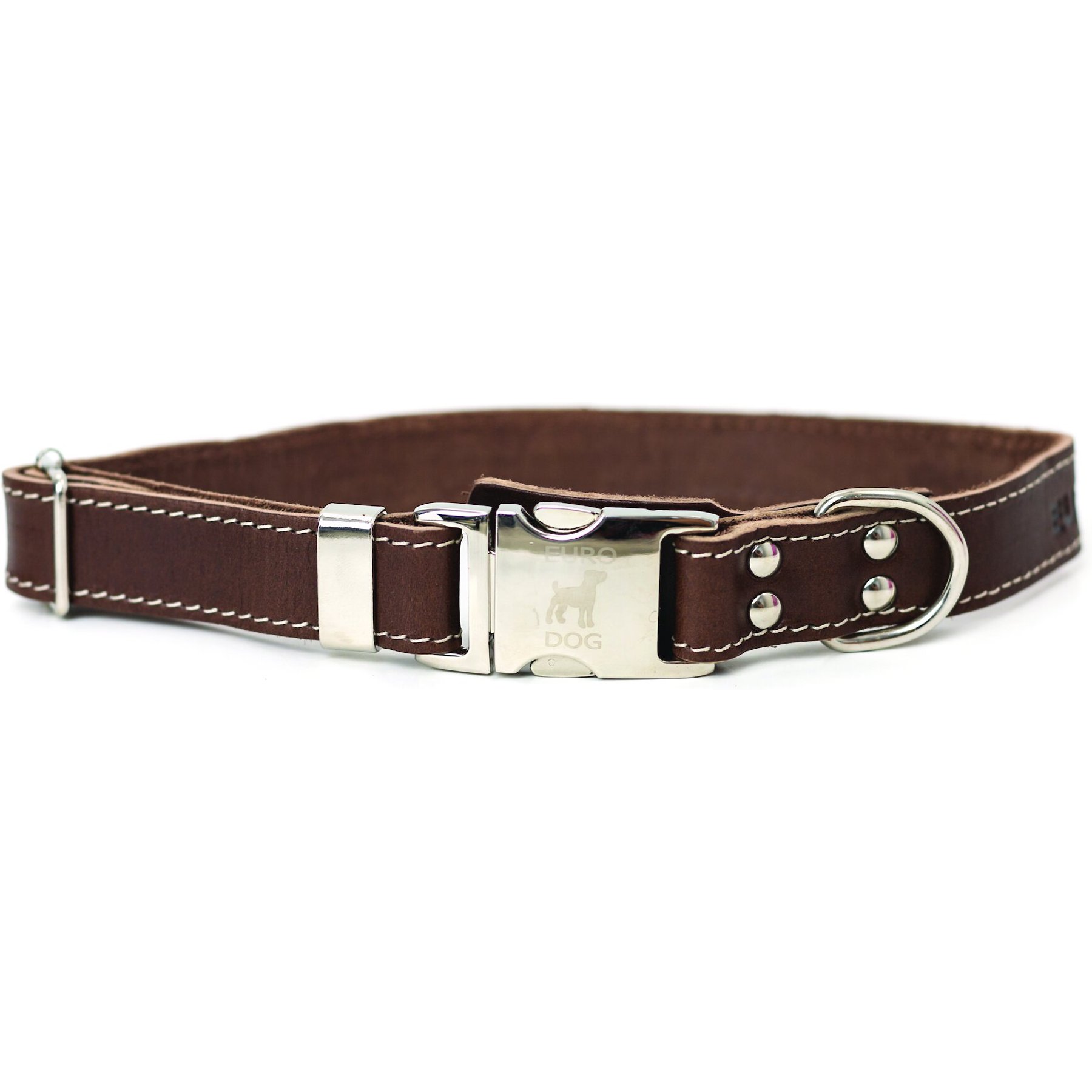 Euro-Dog Quick Release Leather Dog Collar, Burgundy, X-Large: 16 to 26-in neck