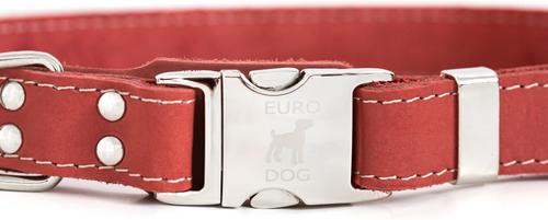 Show full view: Euro-Dog Quick Release Leather Dog Collar, Coral, X-Large: 16 to 26-in neck slide 5 of 7