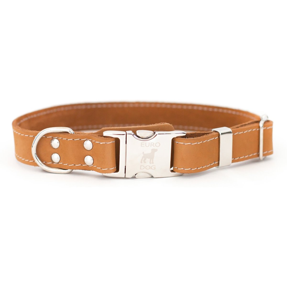 Euro-Dog Quick Release Leather Dog Collar, Tan, X-Small: 9 to 12-in neck
