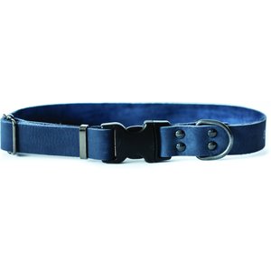Euro-Dog Sport Style Luxury Leather Dog Collar, Navy, Small