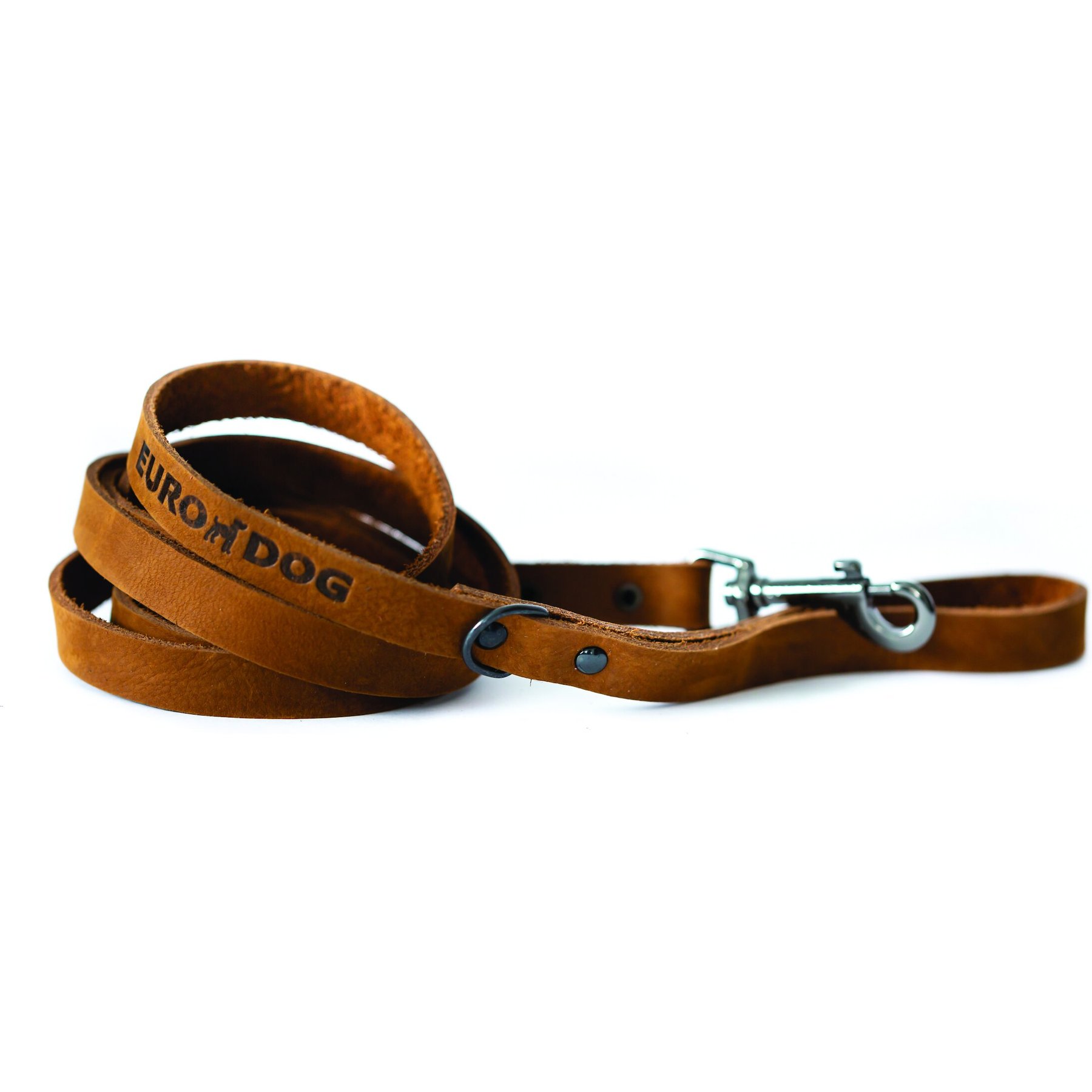 Euro-Dog Sport Style Luxury Leather Dog Leash, Large, Bark Brown