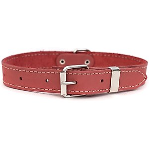 Euro-Dog Traditional Leather Dog Collar, Coral, Large: 14 to 19-in neck