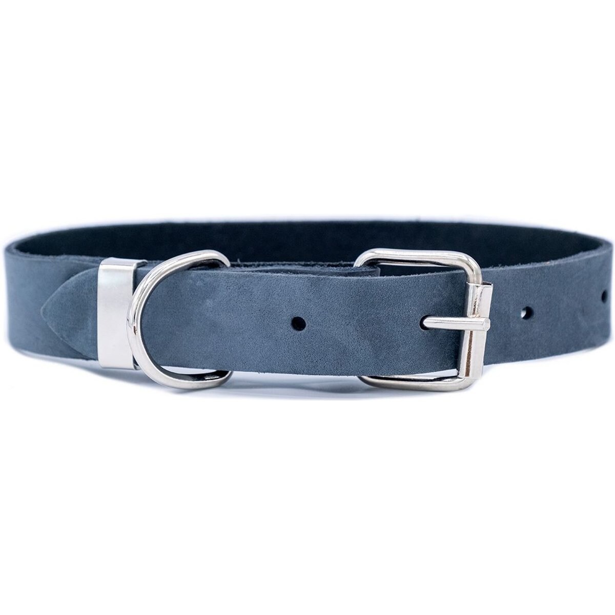 Euro-Dog Zen Style Leather Dog Collar, Blue Jeans, Large