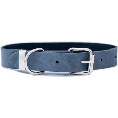 Euro-Dog Euro-Dog Zen Style Leather Dog Collar, Blue Jeans, Large