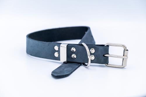Show full view: Euro-Dog Zen Style Leather Dog Collar, Blue Jeans, Large slide 2 of 7