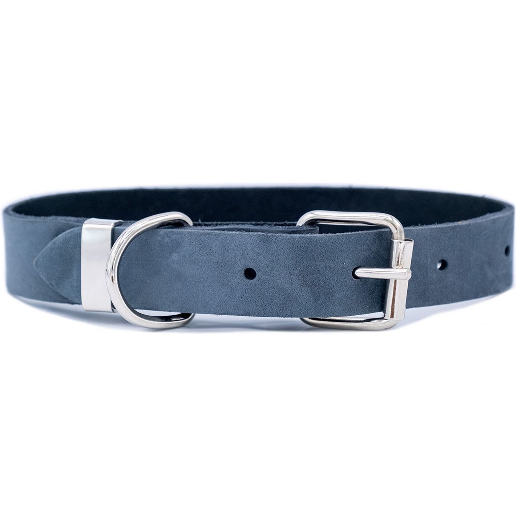 Euro-Dog Zen Style Leather Dog Collar, Blue Jeans, Medium