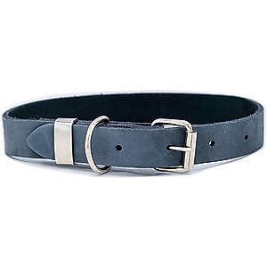 Euro-Dog Zen Style Leather Dog Collar, Blue Jeans, Small