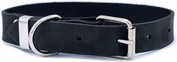 Euro-Dog Zen Style Leather Dog Collar, Midnight Black, Large