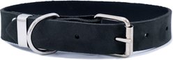 Euro-Dog Zen Style Leather Dog Collar, Midnight Black, Medium