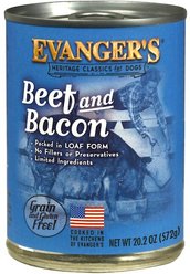 Evanger's Beef & Bacon Grain-Free Wet Dog Food, 20.2-oz can, case of 12