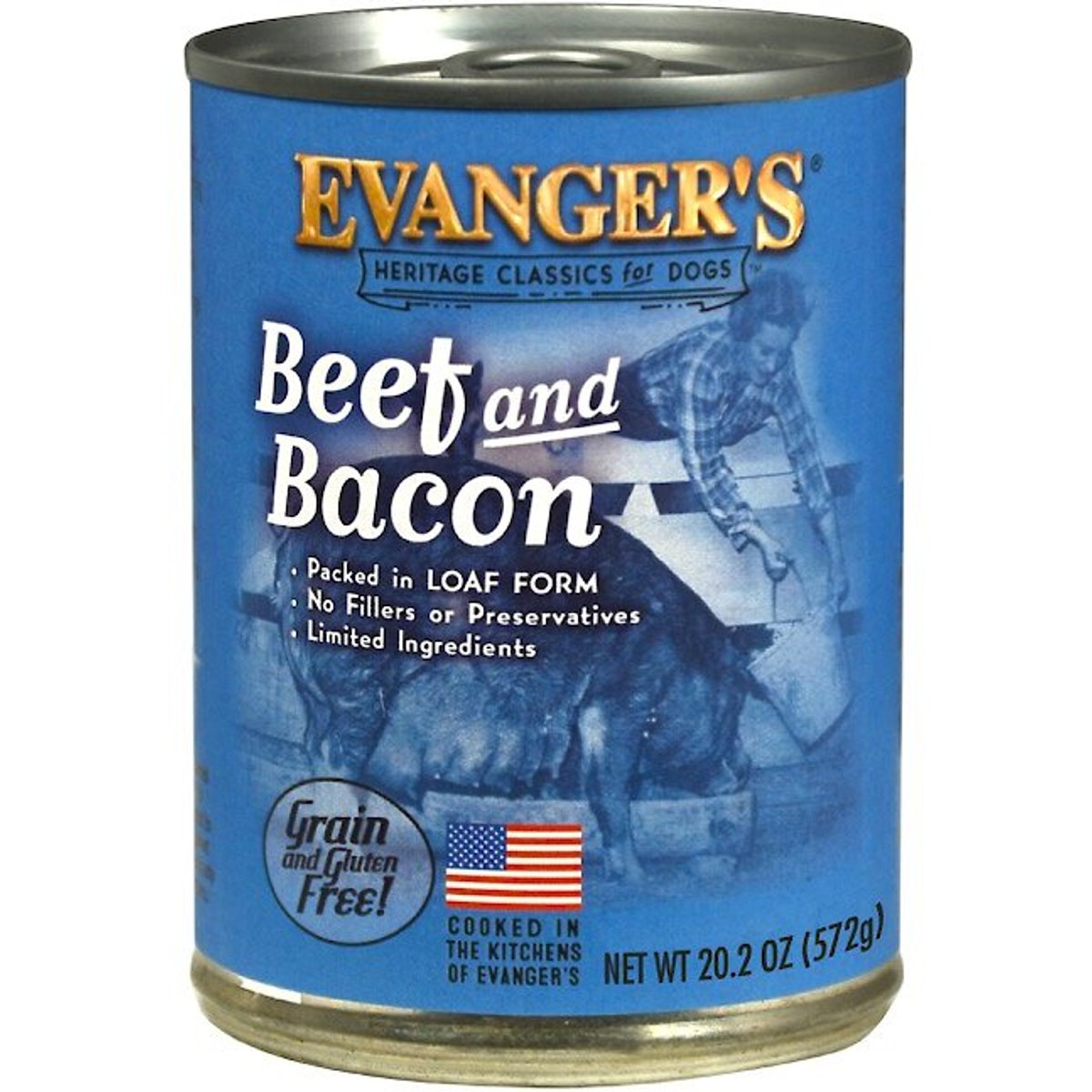 Evanger's Beef & Bacon Grain-Free Wet Dog Food, 20.2-oz can, case of 12