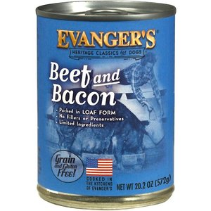 Evanger's Beef & Bacon Grain-Free Wet Dog Food, 20.2-oz can, case of 12