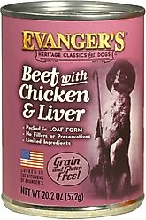 Evanger's Beef, Chicken, & Liver Grain-Free Wet Dog Food, 20.2-oz can, case of 12