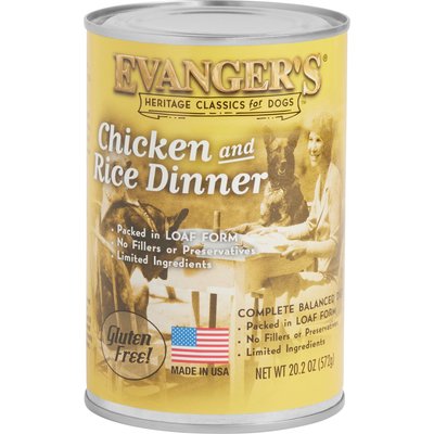 Evanger's Evanger's Chicken & Rice Dinner Gluten-Free Wet Dog Food, 20.2-oz can, case of 12