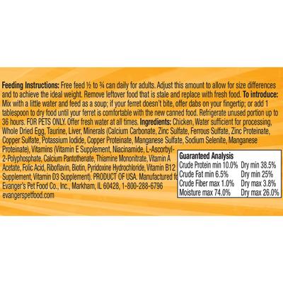 Show full view: Evanger's Chicken Wet Ferret Food, 6-oz can, case of 12 slide 2 of 9