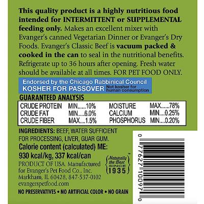 Show full view: Evanger's Classic Recipes Beef Grain-Free Canned Dog Food, 12.5-oz, case of 12 slide 3 of 7