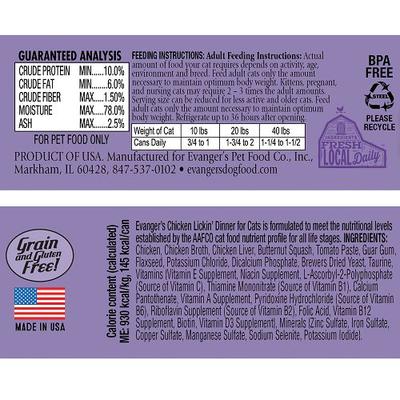 Show full view: Evanger's Classic Recipes Chicken Lickin' Dinner Grain-Free Canned Cat Food, 5.5-oz, case of 24 slide 3 of 6