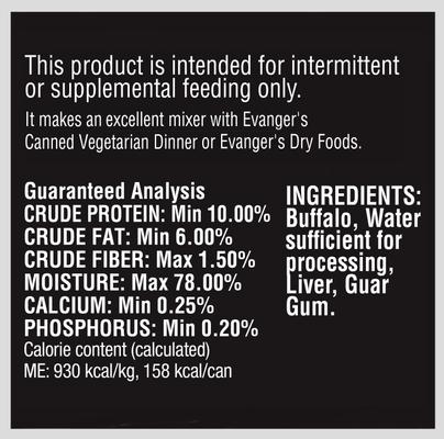 Show full view: Evanger's Grain-Free Buffalo Canned Dog & Cat Food, 6-oz, case of 24 slide 3 of 7