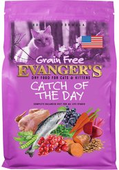Evanger's Grain-Free Catch of the Day Dry Cat & Kitten Food, 4.4-lb bag