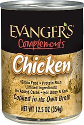 Evanger's Grain-Free Chicken Canned Dog & Cat Food, 12.8-oz, case of 12
