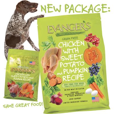 Show full view: Evanger's Grain-Free Chicken with Sweet Potato & Pumpkin Recipe Dry Dog Food, 30-lb bag slide 3 of 5
