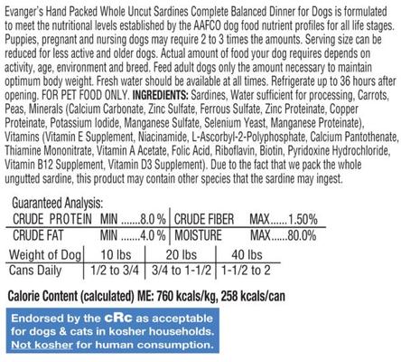 Show full view: Evanger's Grain-Free Hand Packed Catch of the Day Canned Dog Food, 12-oz, case of 12 slide 4 of 8