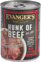 Evanger's Grain-Free Hand Packed Hunk of Beef Canned Dog Food, 12-oz, case of 12