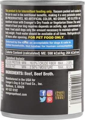 Show full view: Evanger's Grain-Free Hand Packed Hunk of Beef Canned Dog Food, 12-oz, case of 12 slide 3 of 8