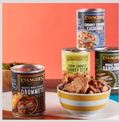 Show full view: Evanger's Grain-Free Hand Packed Roasted Whole Chicken Drummets Dinner Canned Dog Food, 12-oz, case of 12 slide 3 of 9