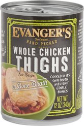 Evanger's Grain-Free Hand Packed Whole Chicken Thighs Canned Dog Food, 12-oz, case of 12