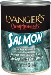 Evanger's Grain-Free Salmon Canned Dog & Cat Food Supplement, 12.8-oz, case of 12