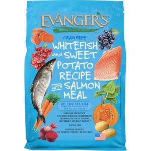 Evanger's Grain-Free Whitefish & Sweet Potato Recipe with Salmon Meal Dry Dog Food, 30-lb bag