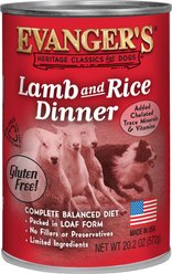 Evanger's Lamb & Rice Dinner Wet Dog Food, 20.2-oz can, case of 12
