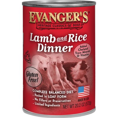 Evanger's Evanger's Lamb & Rice Dinner Wet Dog Food, 20.2-oz can, case of 12