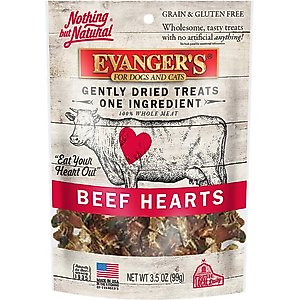 Evanger's Nothing but Natural Beef Hearts Gently Dried Dog & Cat Treats, 3.5-oz bag