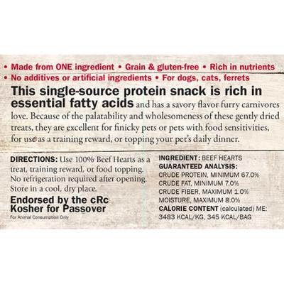 Show full view: Evanger's Nothing but Natural Beef Hearts Gently Dried Dog & Cat Treats, 3.5-oz bag slide 5 of 8