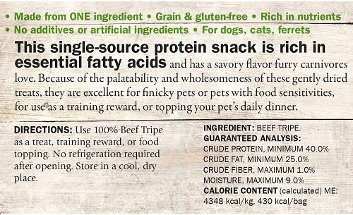 Evanger's Nothing but Natural Beef Tripe Gently Dried Dog & Cat Treats