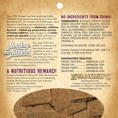 Show full view: Evanger's Nothing But Natural Buffalo with Fruits & Vegetables Jerky Dog Treats, 4.5-oz bag slide 3 of 7