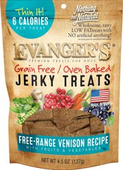 Evanger's Nothing But Natural Venison with Fruits & Vegetables Jerky Dog Treats, 4.5-oz bag