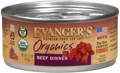 Evanger's Organics Beef Dinner Grain-Free Canned Cat Food, 5.5-oz, case of 24
